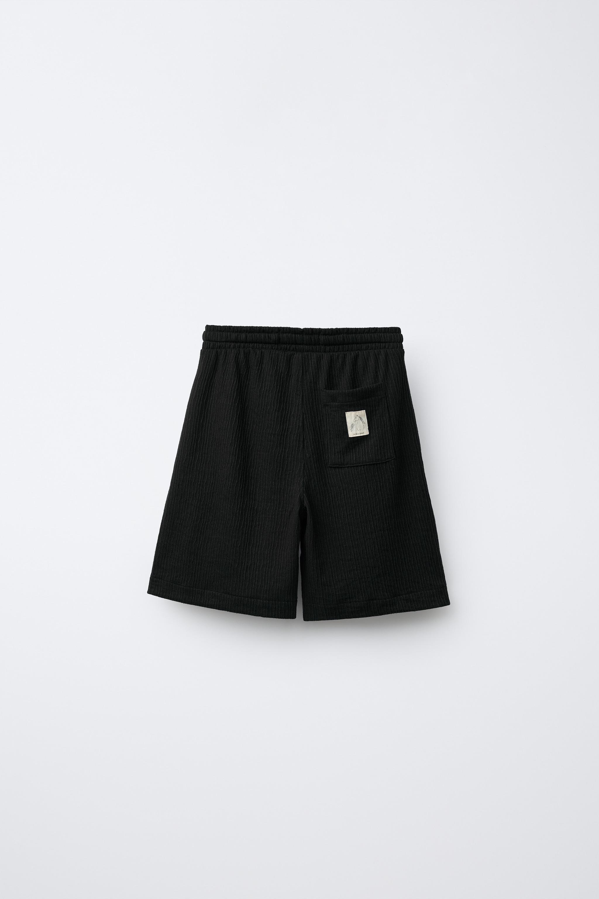 BOWLING SHIRT AND TEXTURED BERMUDA SHORTS SET WITH LABEL